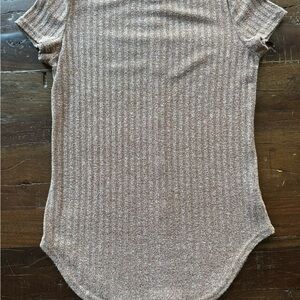 SHEIN Ribbed Short Sleeve Bodysuit — Taupe Mix